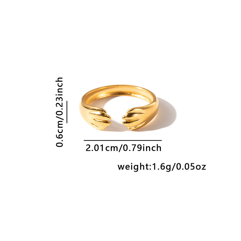 French Retro Titanium Steel Ring Golden