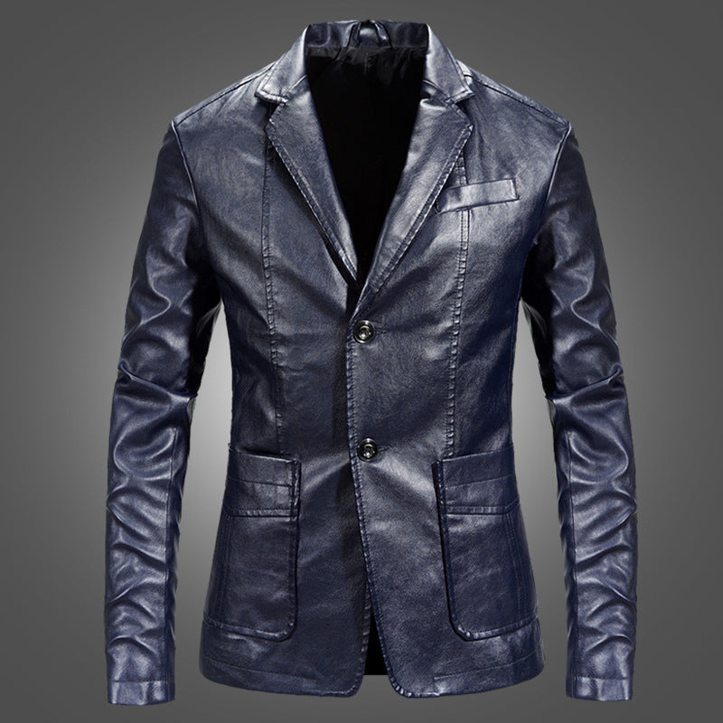 Slim Handsome  Leather Jacket Small Suit Men