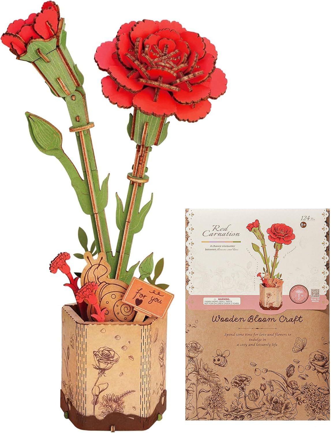 ROlife 3D Puzzle Flowers Bouquet Wooden Carnation