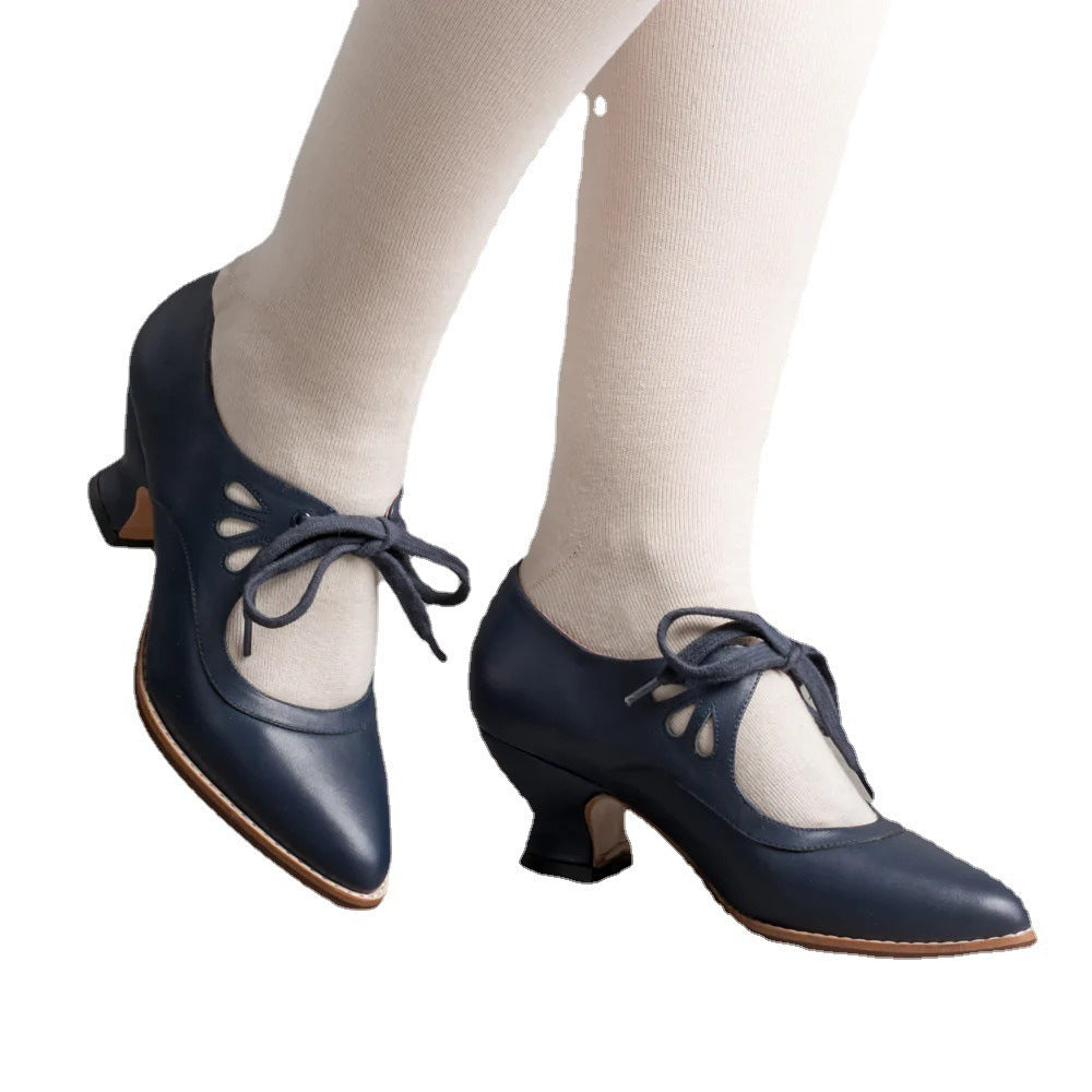 Hollow Out High Heel Lace-up Casual Shoes