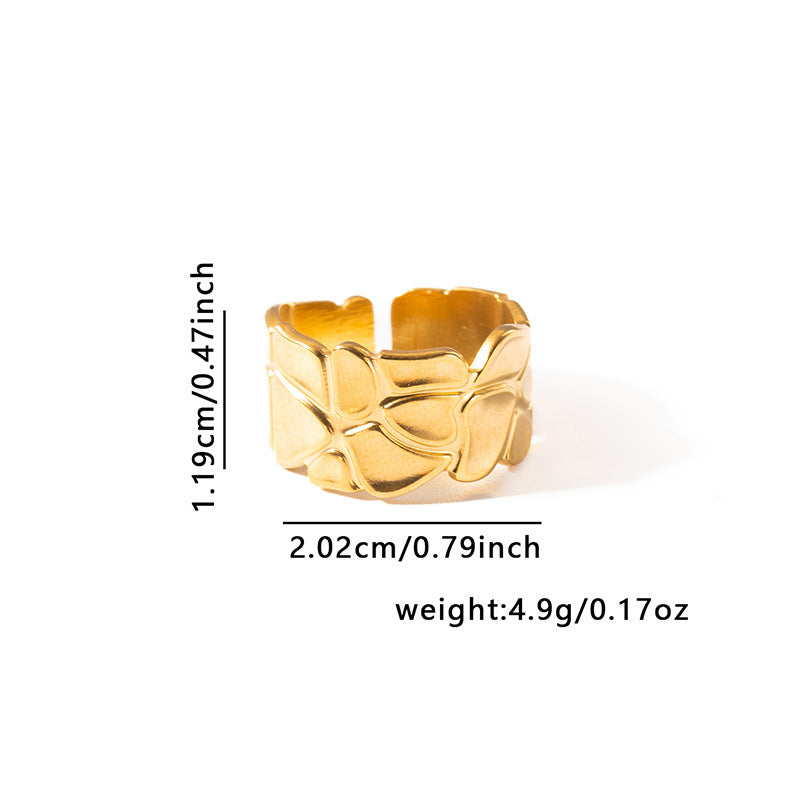 French Retro Titanium Steel Ring Golden