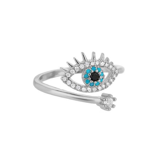 Niche Retro Blue Big Zircon Trendy Personality Ring