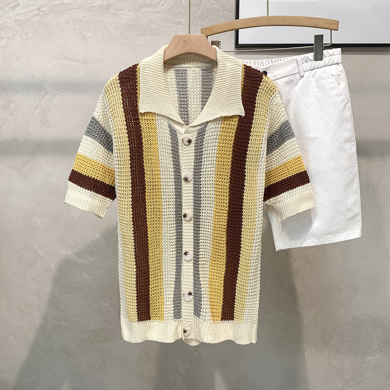 Dopamine Stripe Loose Casual Shirt