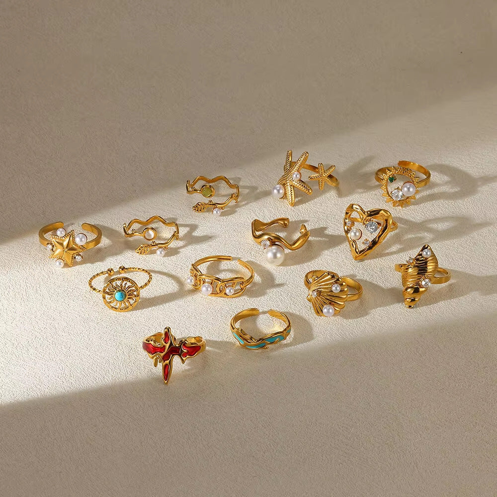 Stainless Steel Open Ring Plated 18K