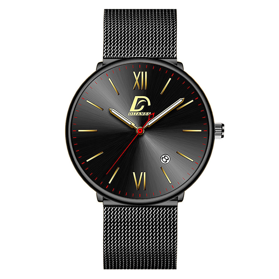 Men's Stainless Steel Calendar Watch Korean Version