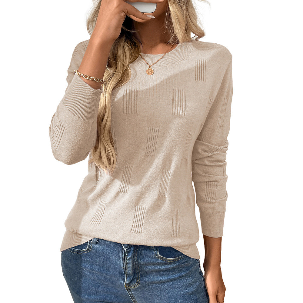Solid Color Round Neck Pullover Knitting Bottoming Shirt