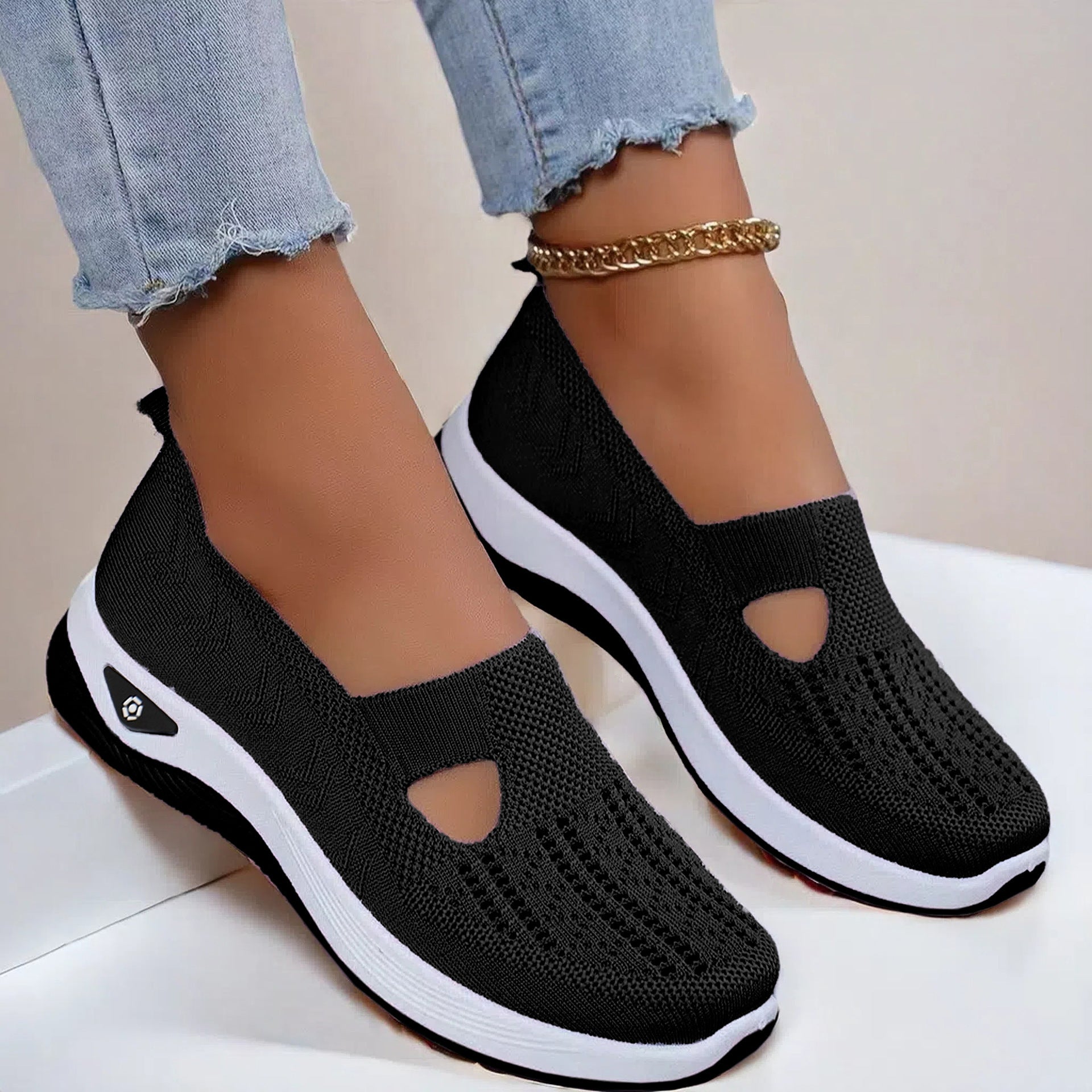 Mesh Flats Shoes Fashion Breathable Non-slip Soft Bottom Casual Shoes For Women