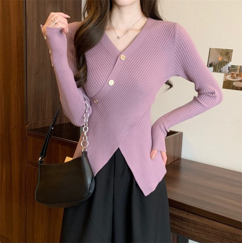 V-neck Pullover Design Sense Slimming Inner Autumn Sweater