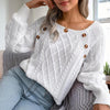 Women's Solid Color Casual Square Neck Button-Detail Knit Top -