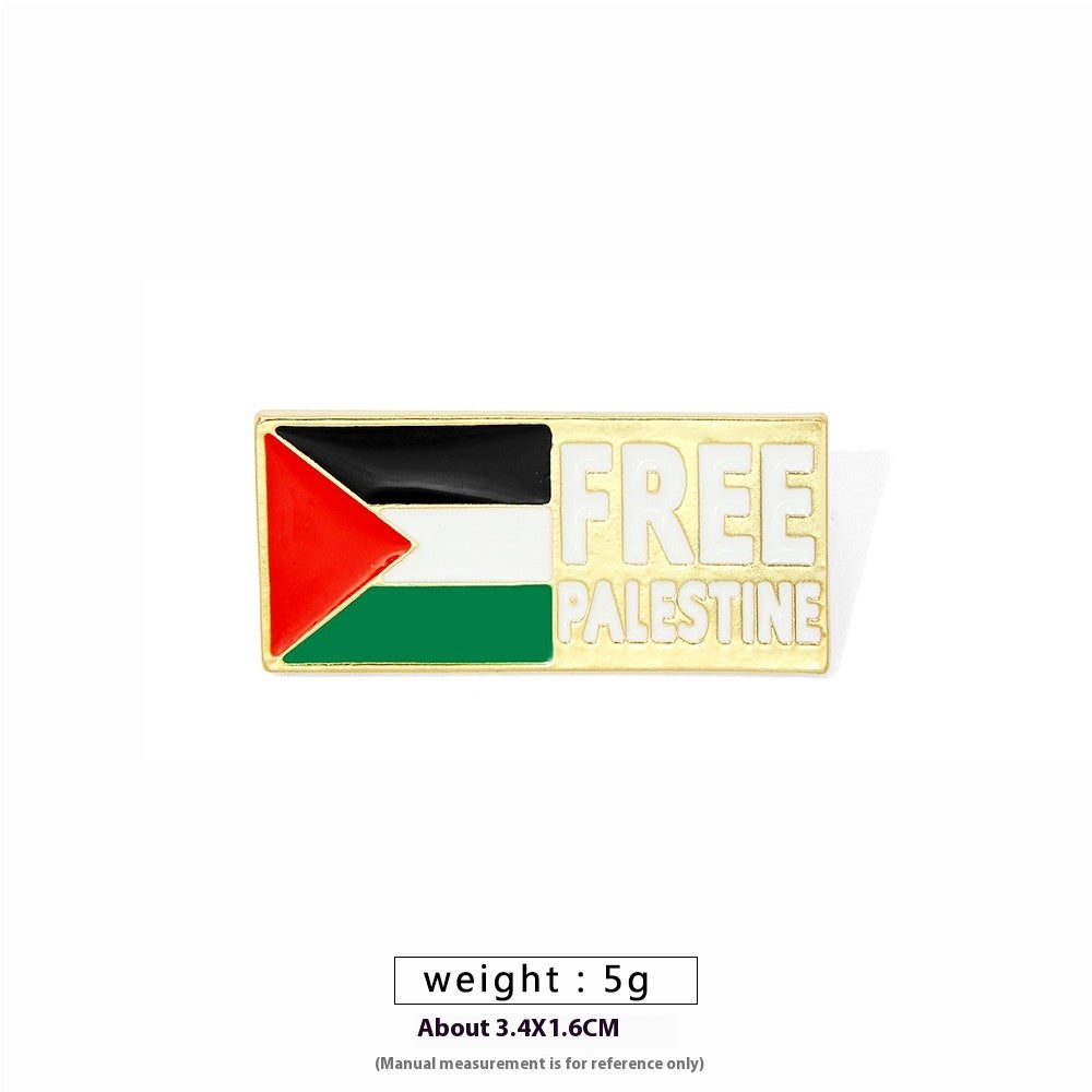 Free Palestine Flag Brooch Gold Badge Clothes Accessories Pin