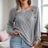 Women's Solid Color Casual Square Neck Button-Detail Knit Top -
