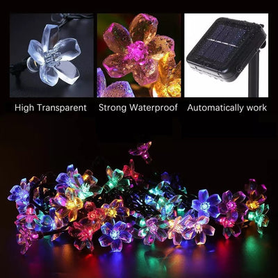 Solar-powered String Lights Flowers Flashing