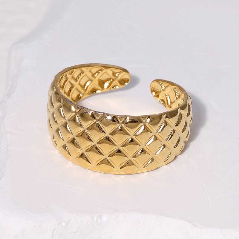 Diamond Plaid Vintage Stainless Steel Ring