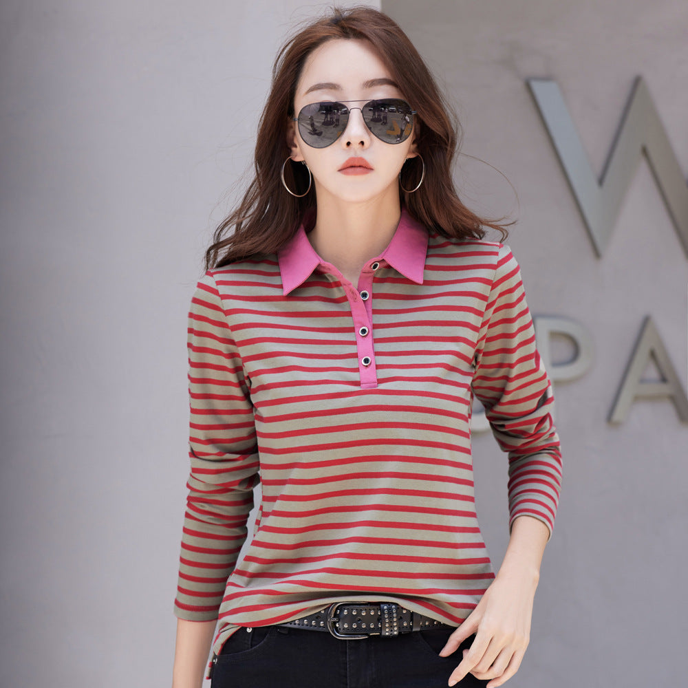 Cotton Button Temperament Korean-style Slim Blouse