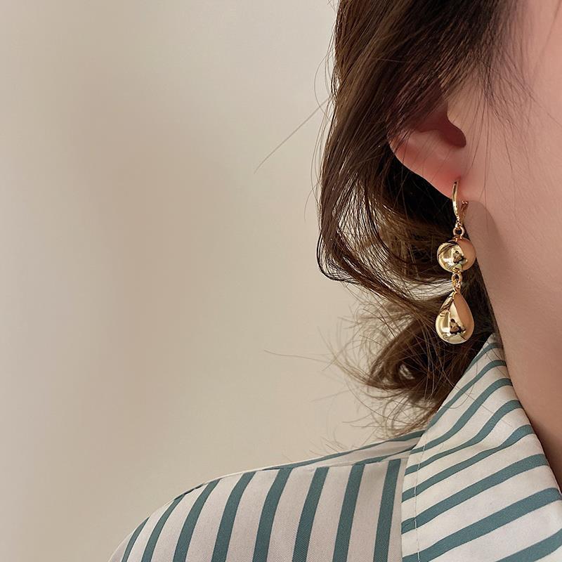 Metal Geometry Water Drop Pendant Earrings