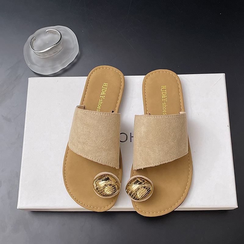 Women's Versatile Flat Bottomed French Toe Flip Flops