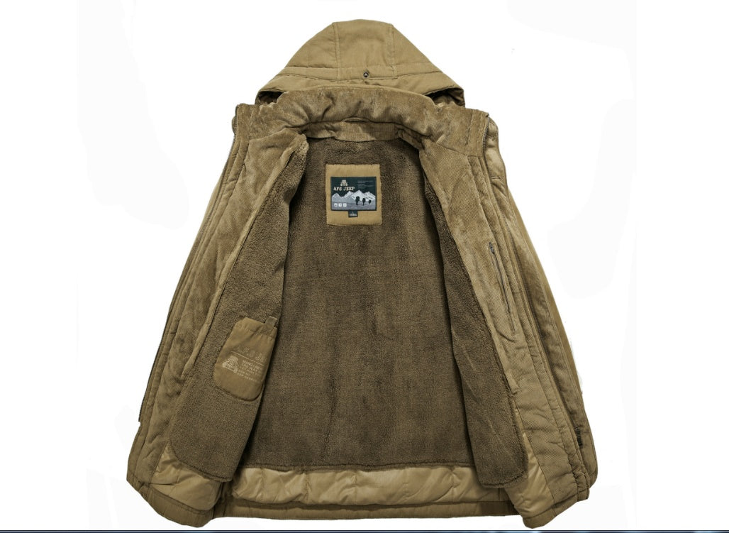 Heavy Wool Men Winter Jacket - Reversible and Removable Hood