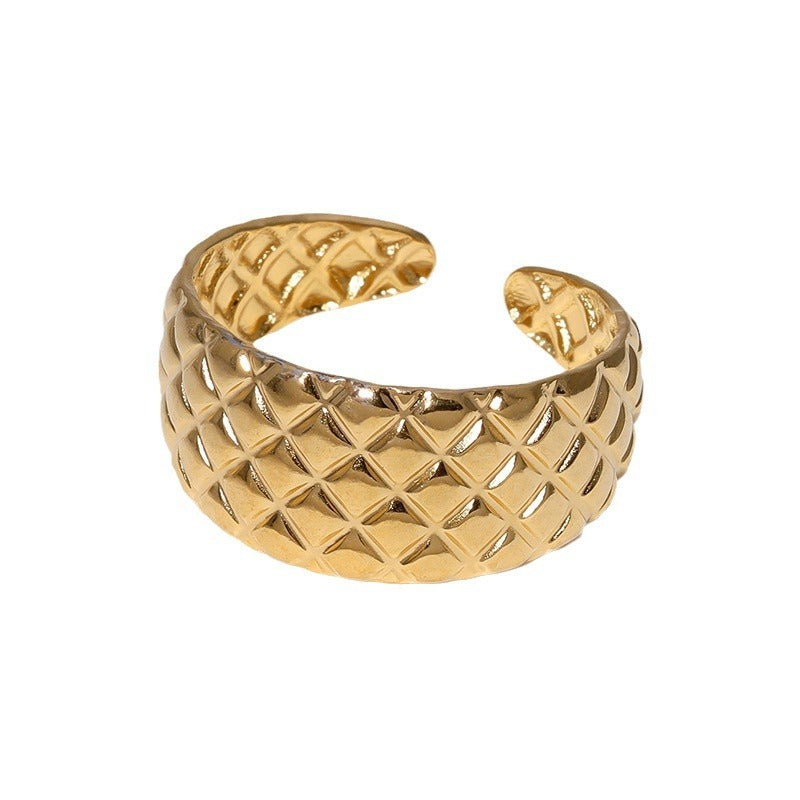 Diamond Plaid Vintage Stainless Steel Ring