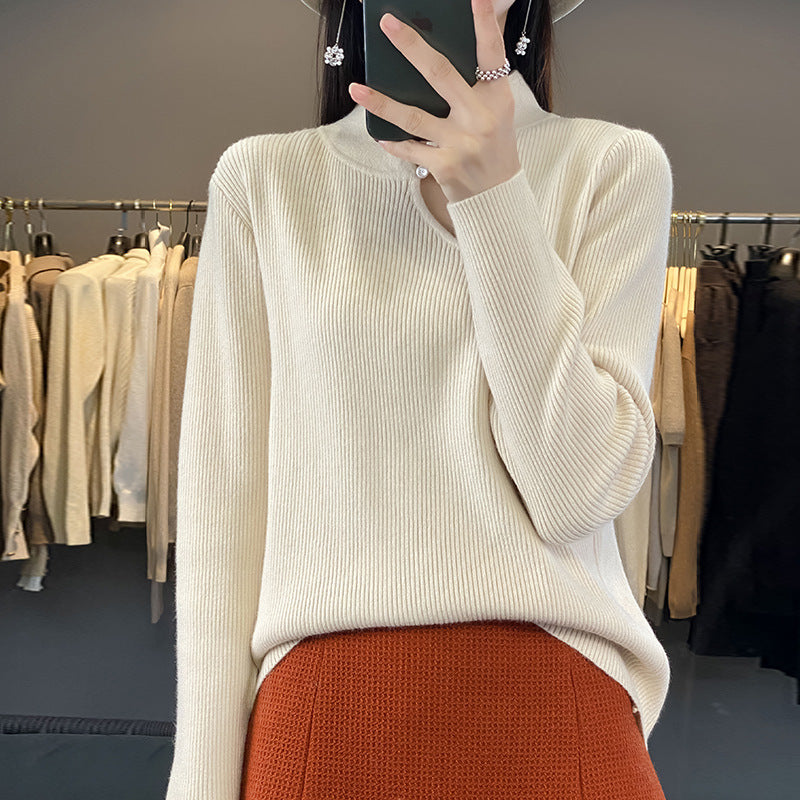 Half Turtleneck New Chinese Style Buckle Sweater Women's Sweater