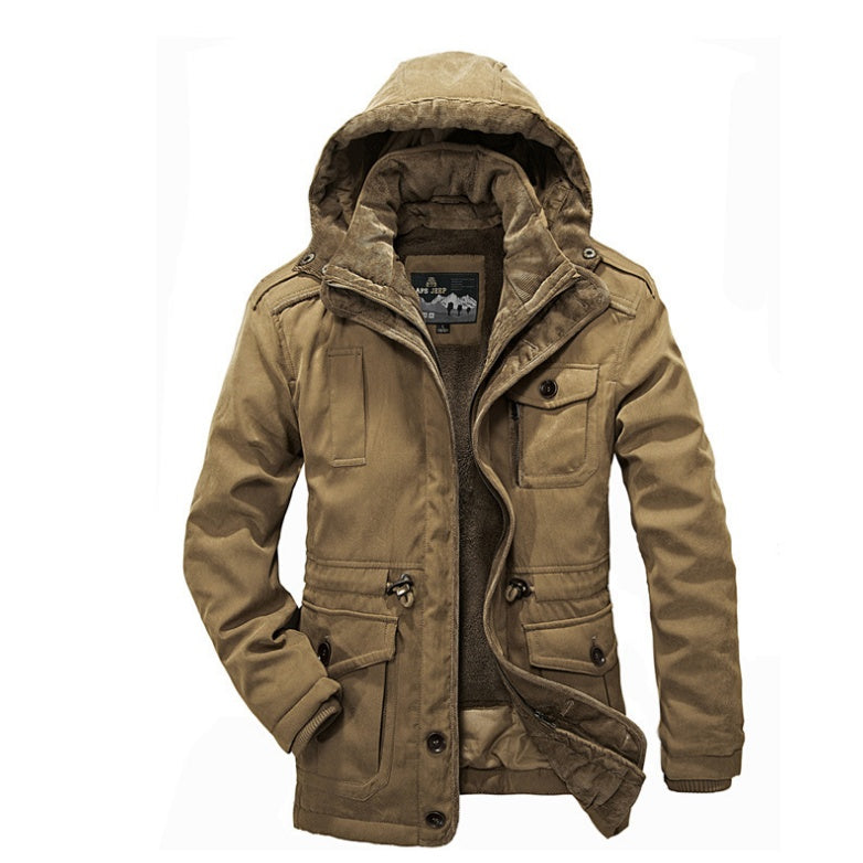 Heavy Wool Men Winter Jacket - Reversible and Removable Hood