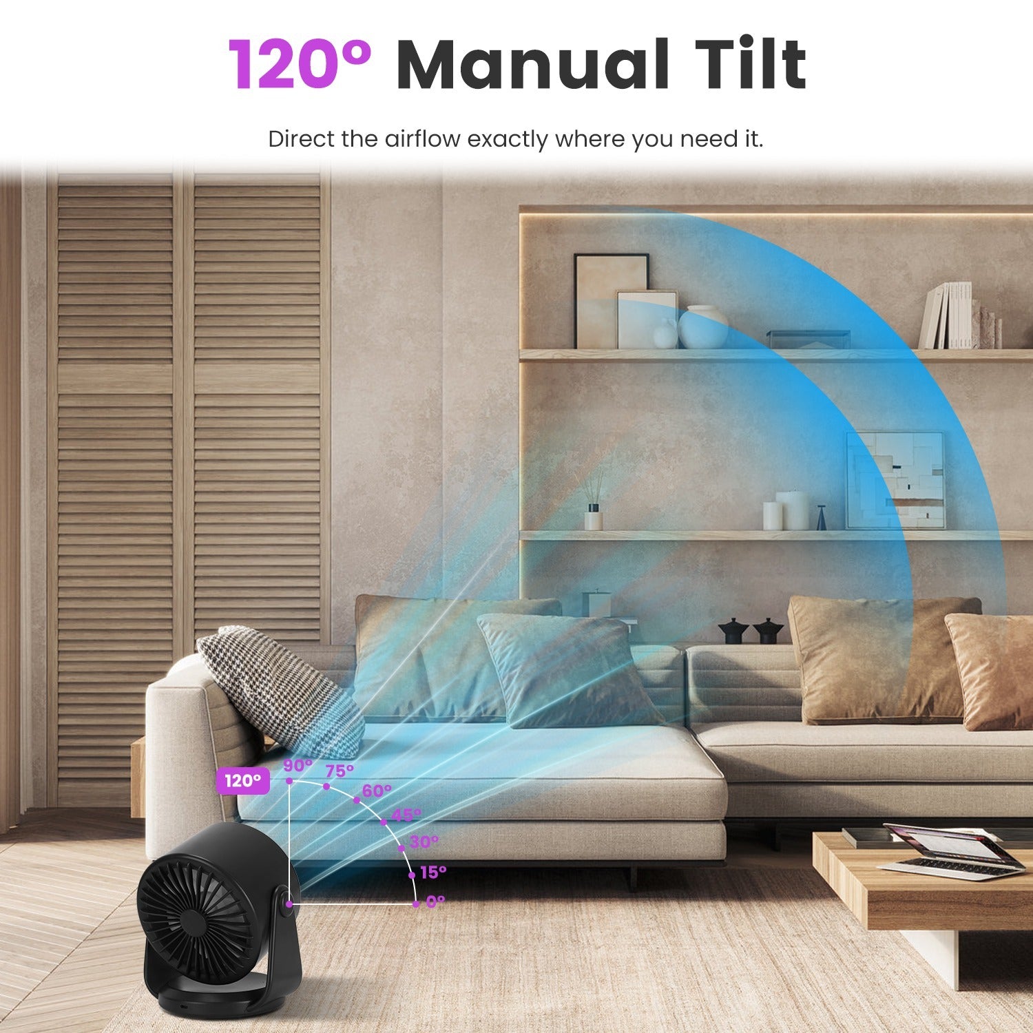 1Pc Desk Fan Battery Operated Wall Mounted Fan