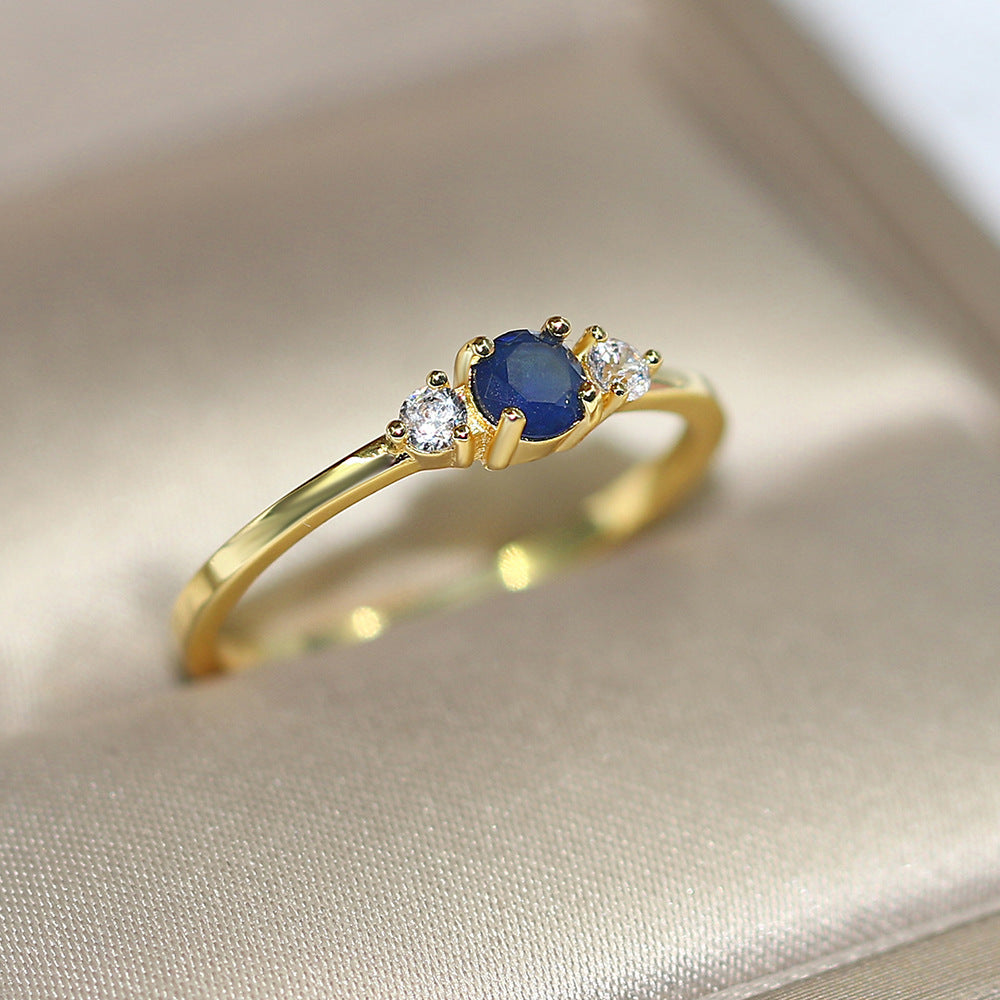 European And American Simple Women's Wedding Ring Inlaid Zircon Gold Plated