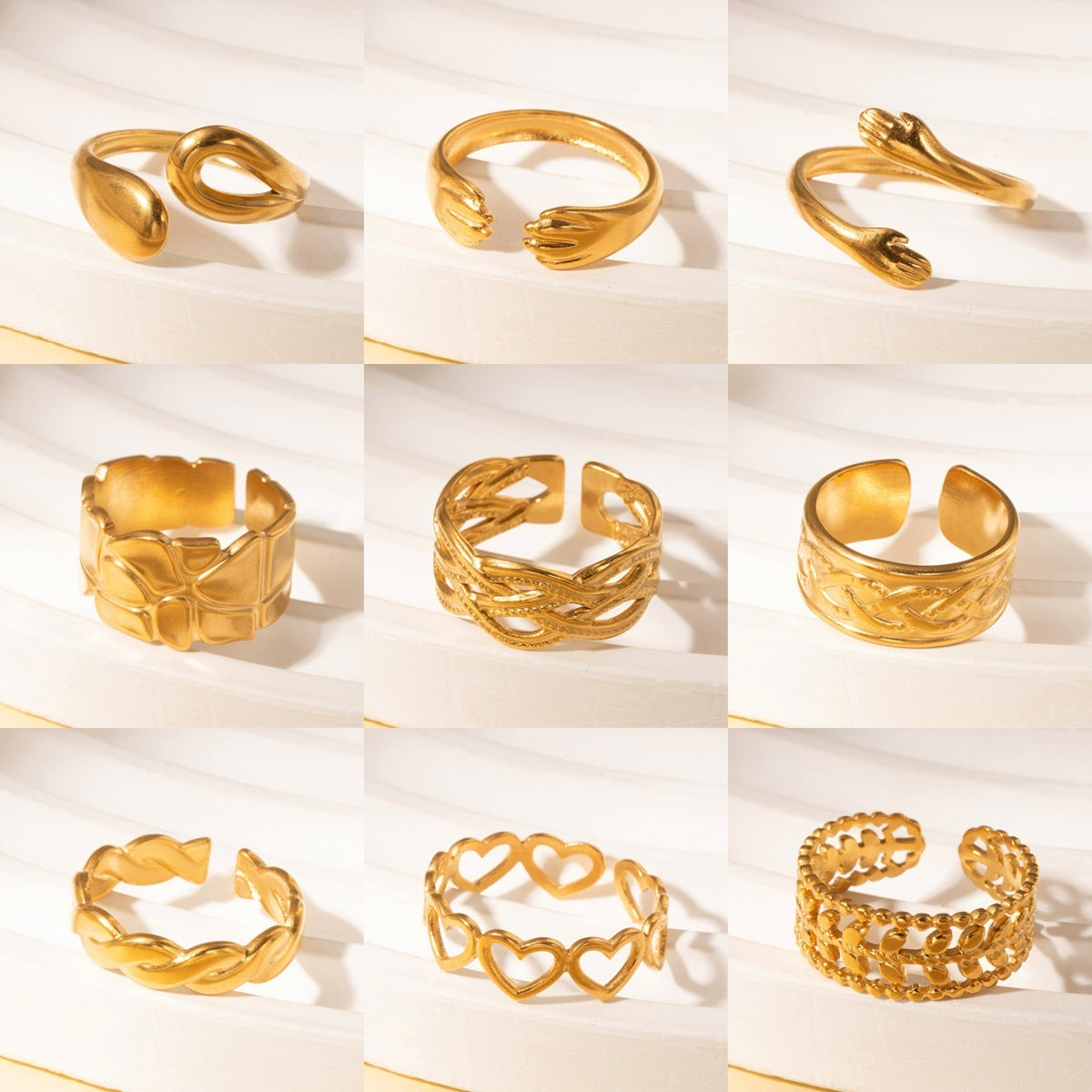 French Retro Titanium Steel Ring Golden