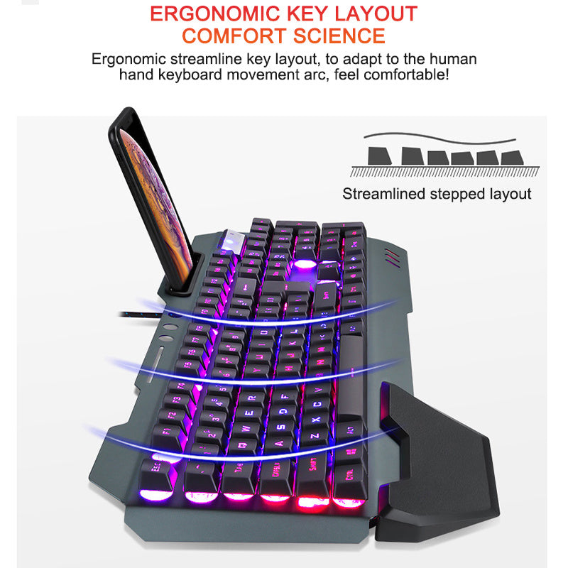 Keyboard with RGB Backlight Phone Holder