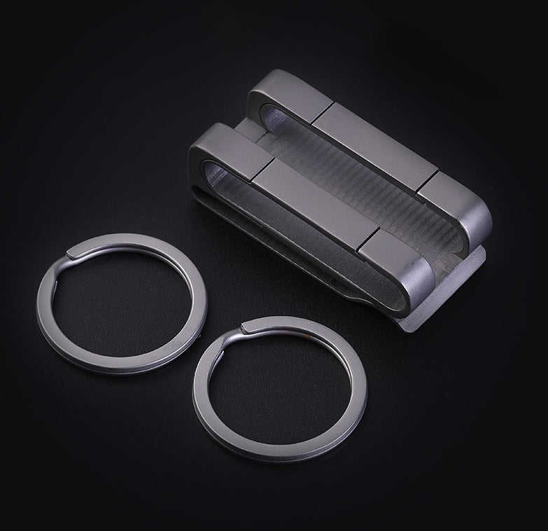 Titanium alloy belt key ring men wear belt double key ring