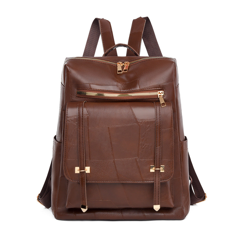 Retro Women's Backpack New High-grade PU Soft Leather Dual-use
