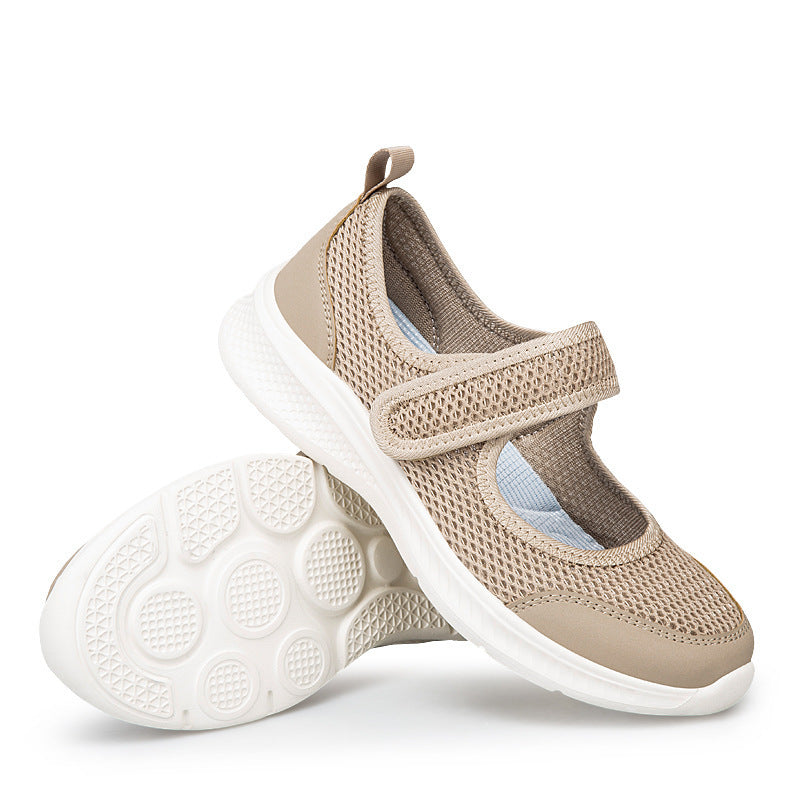 Low-top Thick Bottom Hollow Buckle Casual Mesh Shoes For The Old