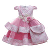 Girls Dress Embroidered Princess Dress Wedding Multi-layer Puffy Dress Costume With Bag