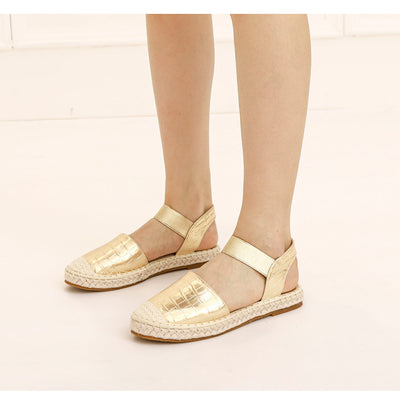 Soft soled Straw Woven Plus Size Shoes, One-legged Lazy Sandals