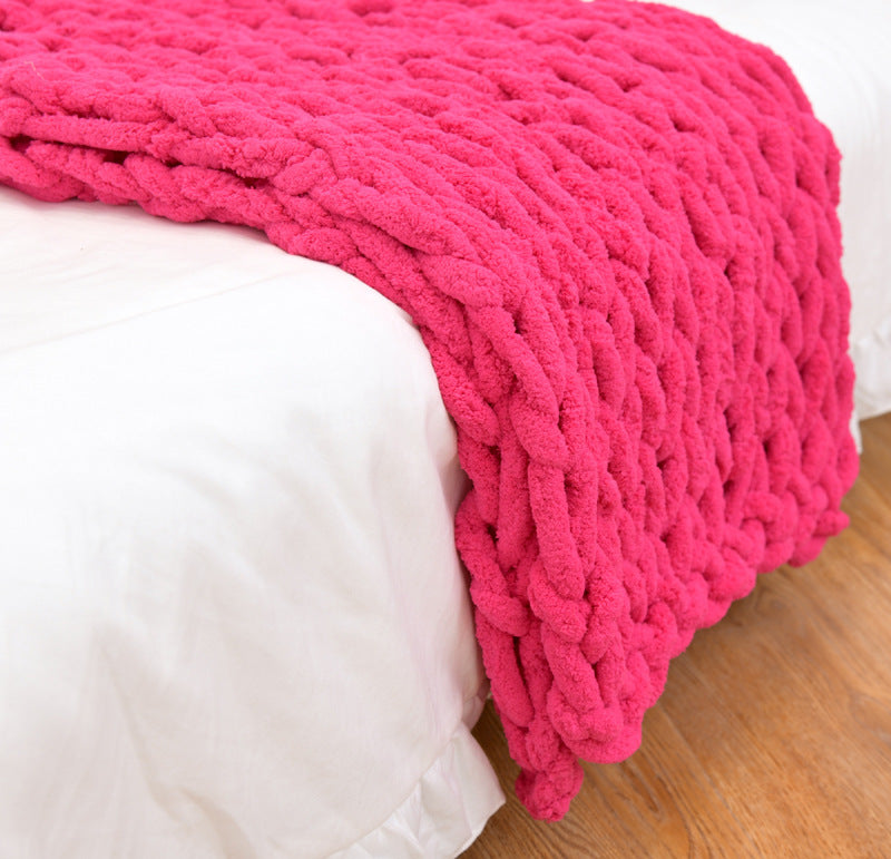 Chenille Rod Knitted Yarn Sofa Cover Blanket