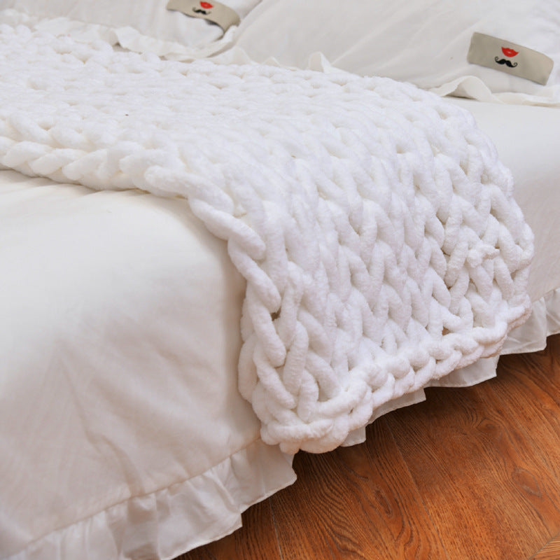 Chenille Rod Knitted Yarn Sofa Cover Blanket