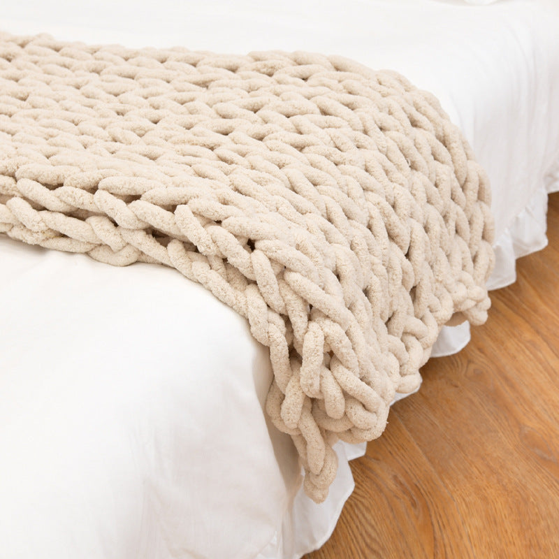 Chenille Rod Knitted Yarn Sofa Cover Blanket