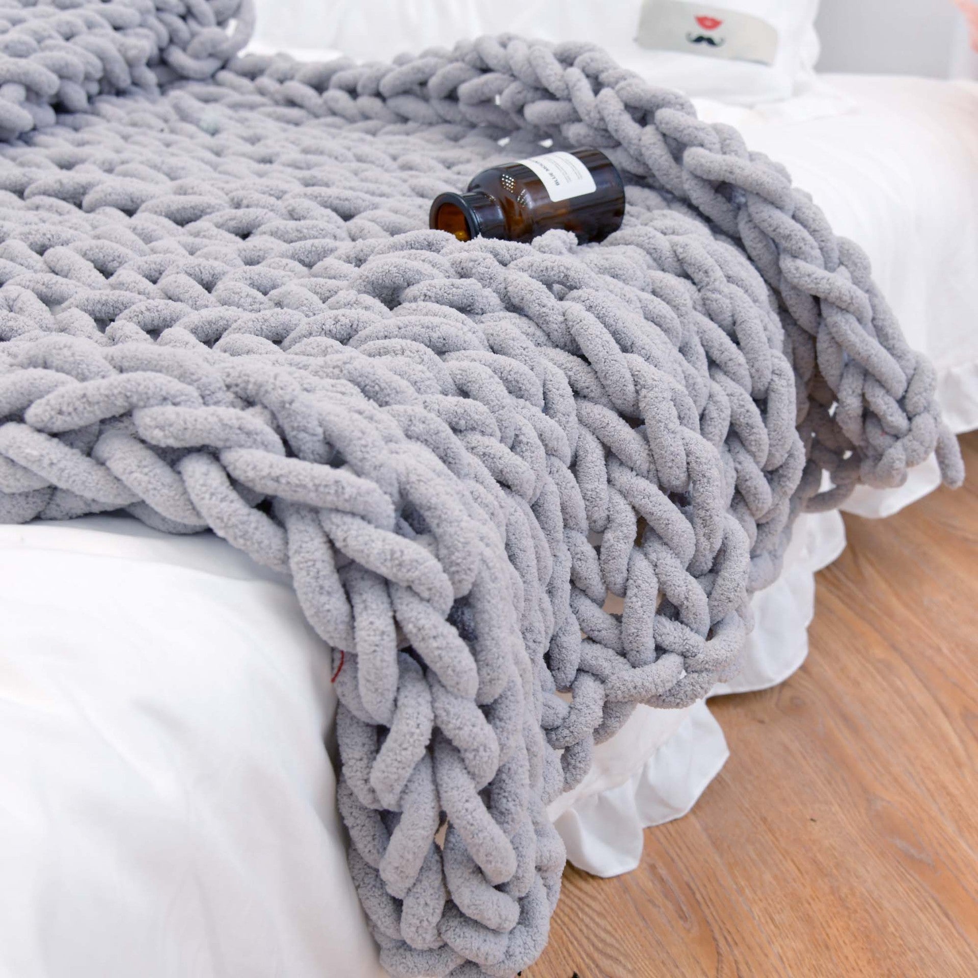 Chenille Rod Knitted Yarn Sofa Cover Blanket