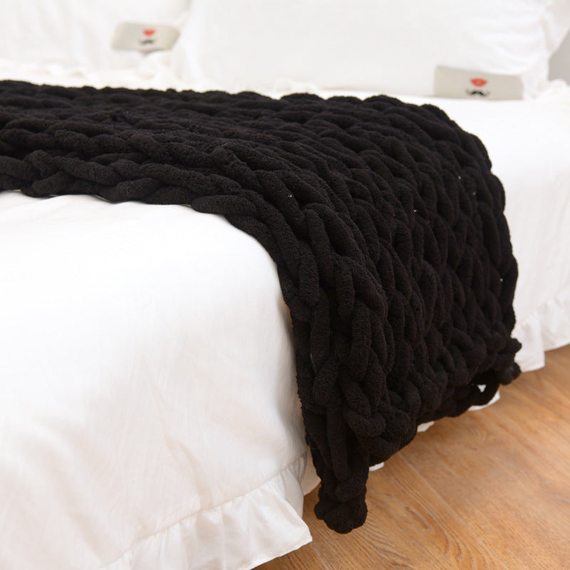 Chenille Rod Knitted Yarn Sofa Cover Blanket