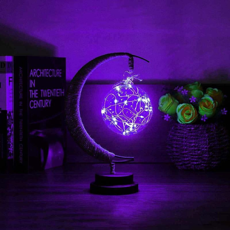 Led Moon Light Wrought Iron Ornament