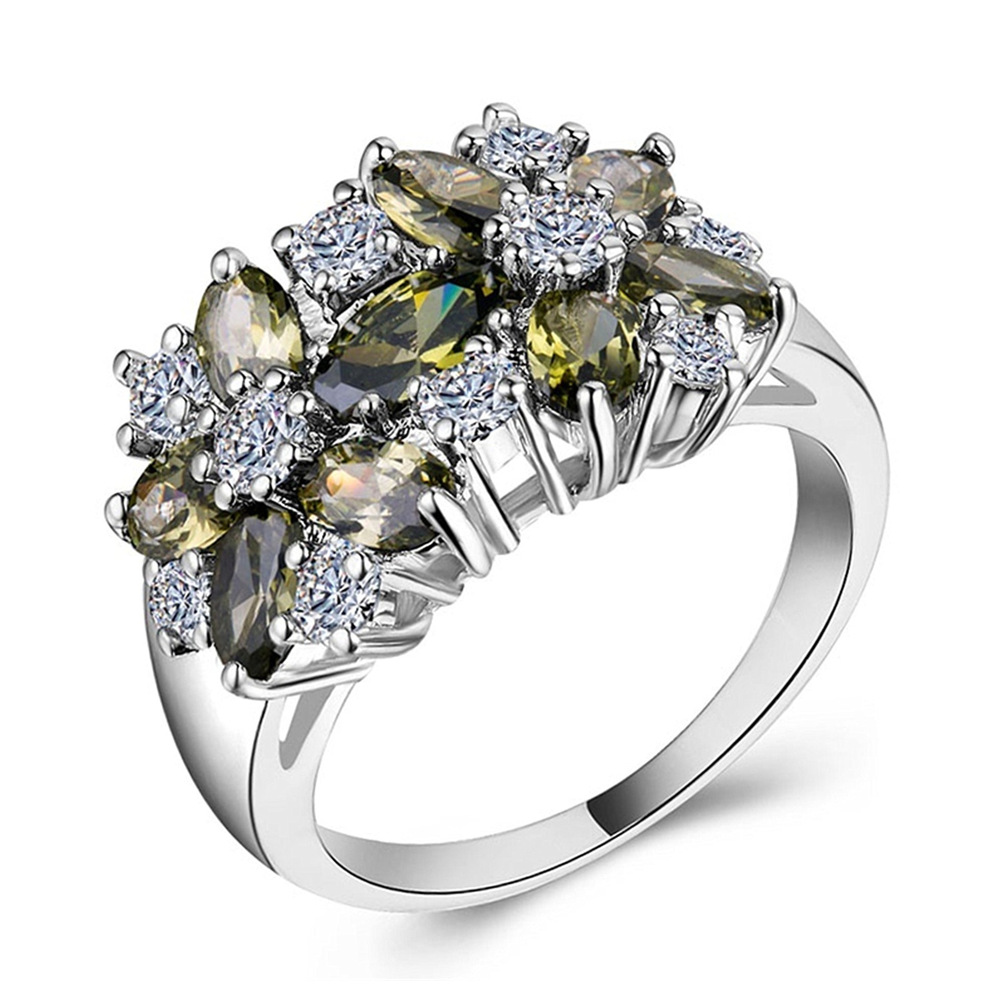 Zircon Creative Bloom Flower Rhinestone-embedded Ring