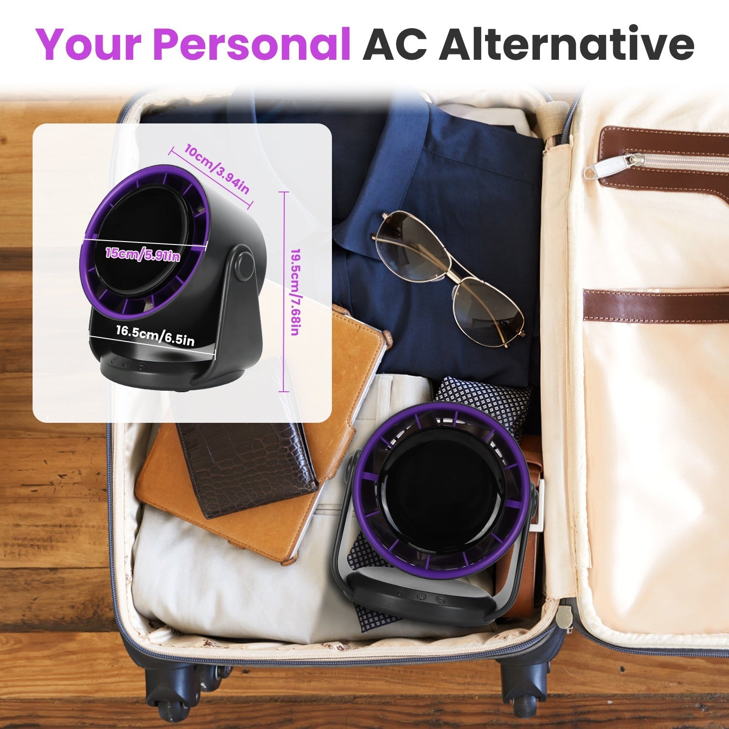 1Pc Desk Fan Battery Operated Wall Mounted Fan