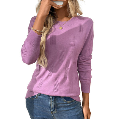 Solid Color Round Neck Pullover Knitting Bottoming Shirt