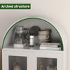 SUPEER Metal Showcase Sideboard Standing Cabinet With Arch Roof, Kitchen Cabinet With 2 Glass Doors, Glass Display Cabinet For Living Room, Bedroom, 185 X 80 X 40 Cm White