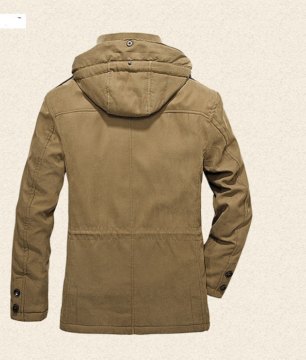Heavy Wool Men Winter Jacket - Reversible and Removable Hood