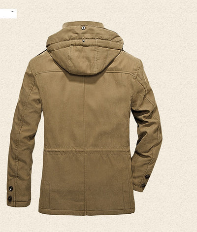 Heavy Wool Men Winter Jacket - Reversible and Removable Hood