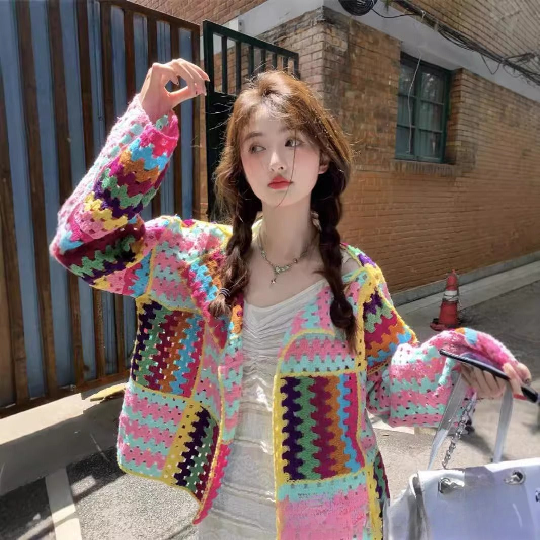 Sweet Heavy Industry Color  Long Sleeve Sweater