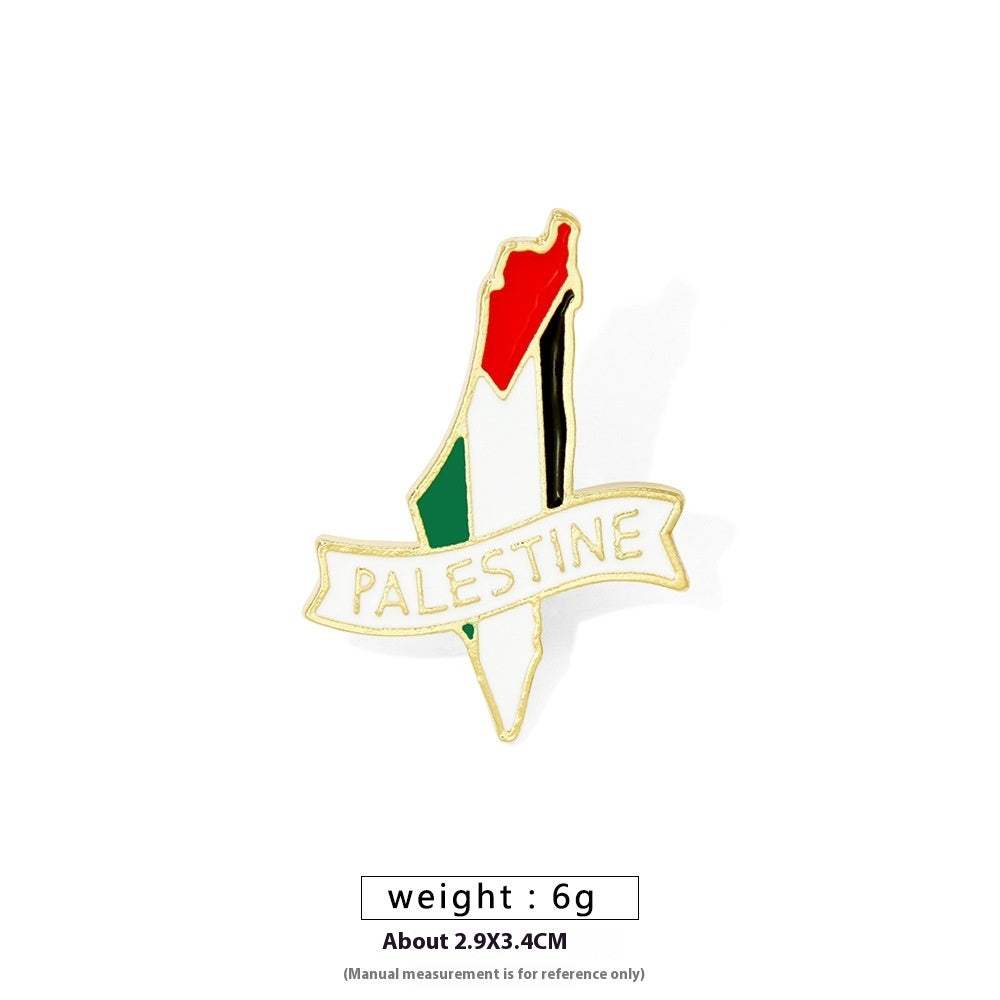 Free Palestine Flag Brooch Gold Badge Clothes Accessories Pin