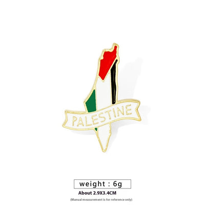 Free Palestine Flag Brooch Gold Badge Clothes Accessories Pin