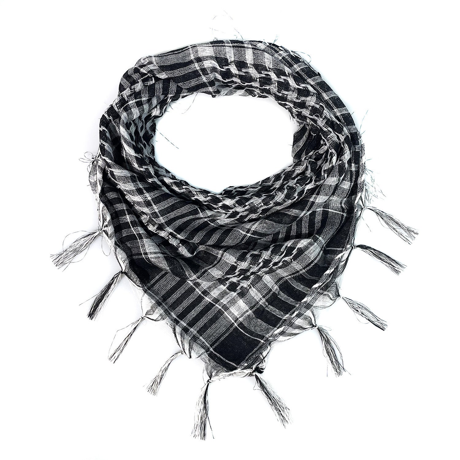 Network Silk Houndstooth Square Keffiyeh Military Fans Tactical Tassel Desert Scarf