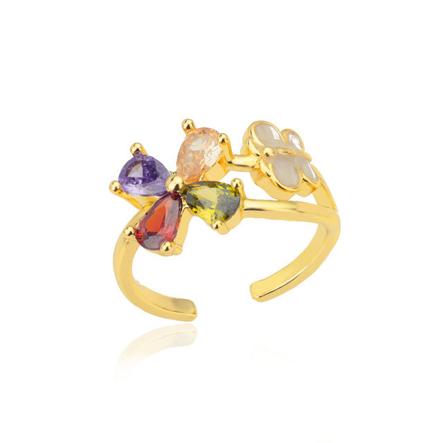 Niche Retro Blue Big Zircon Trendy Personality Ring